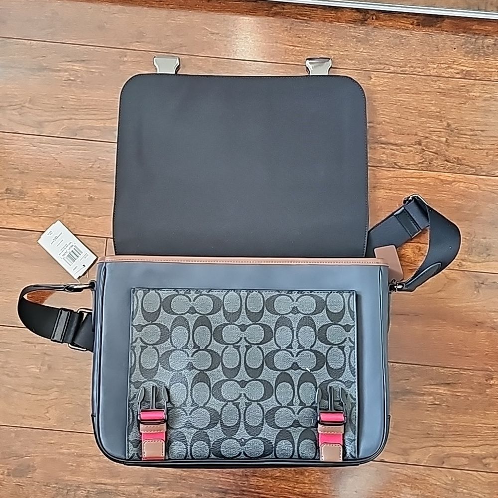 Coach Track Messenger In Colorblock Signature Canvas - Picture 7 of 13